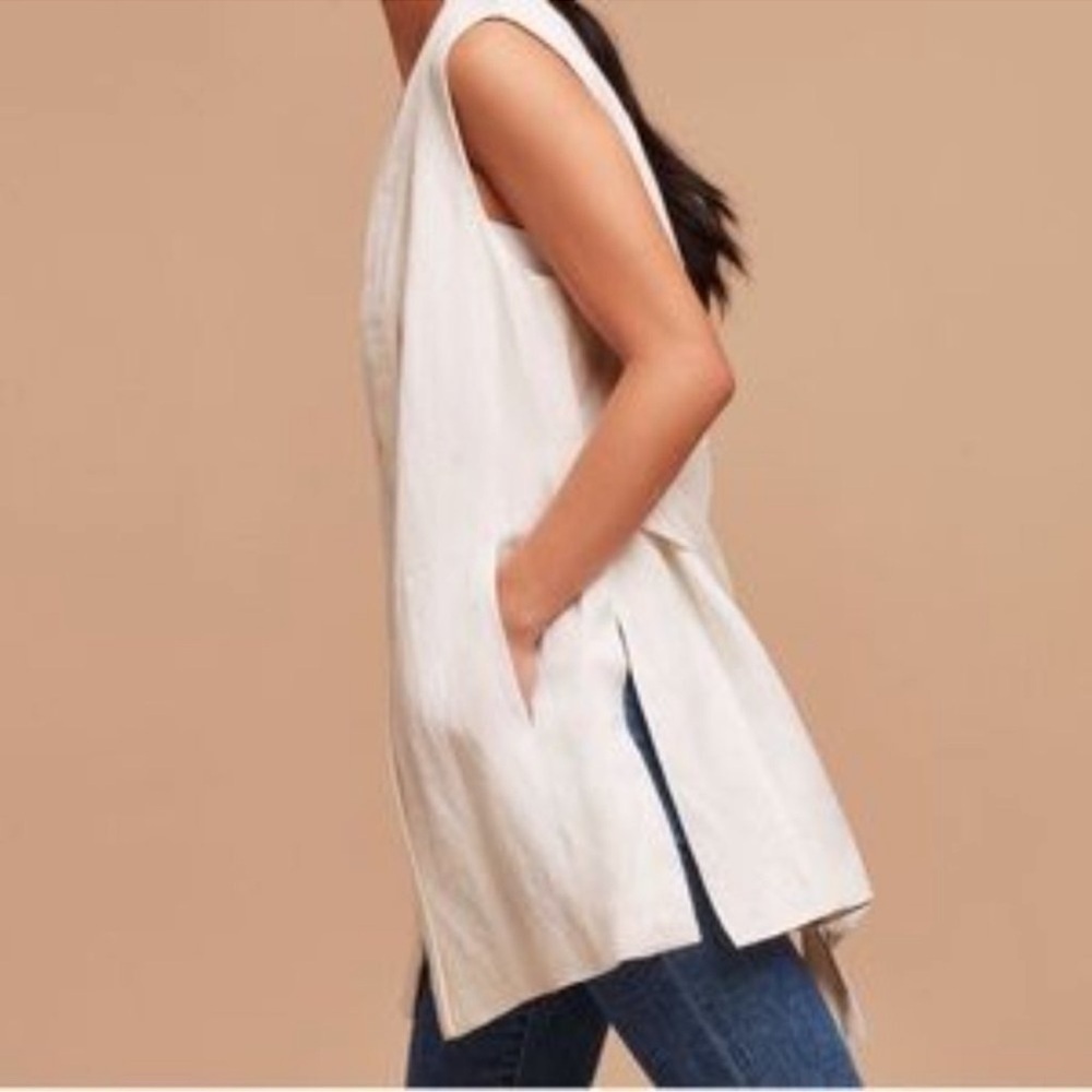Aritzia Wilfred Niveau Linen Blend Longline Vest- BLACK- Small